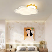 Contemporary Creative Kids Cartoon Cloud Sun Rainbow Iron Acrylic LED Flush Mount Ceiling Light For Bedroom Cuvalon