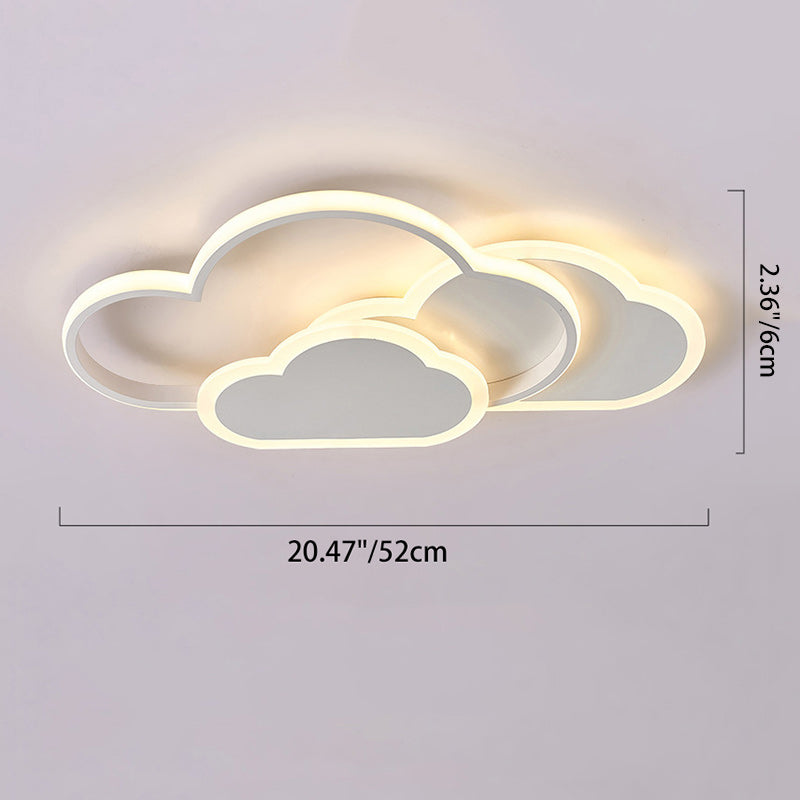 Contemporary Creative Kids Cartoon Clouds Combination Aluminum Acrylic LED Flush Mount Ceiling Light For Bedroom Cuvalon