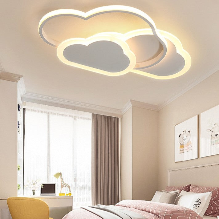 Contemporary Creative Kids Cartoon Clouds Combination Aluminum Acrylic LED Flush Mount Ceiling Light For Bedroom Cuvalon