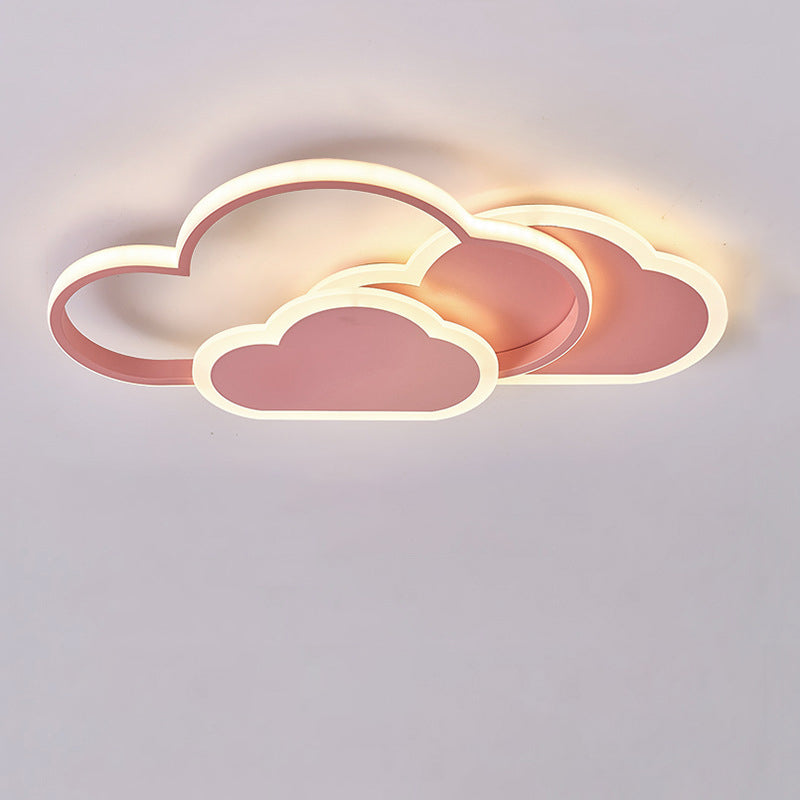 Contemporary Creative Kids Cartoon Clouds Combination Aluminum Acrylic LED Flush Mount Ceiling Light For Bedroom Cuvalon