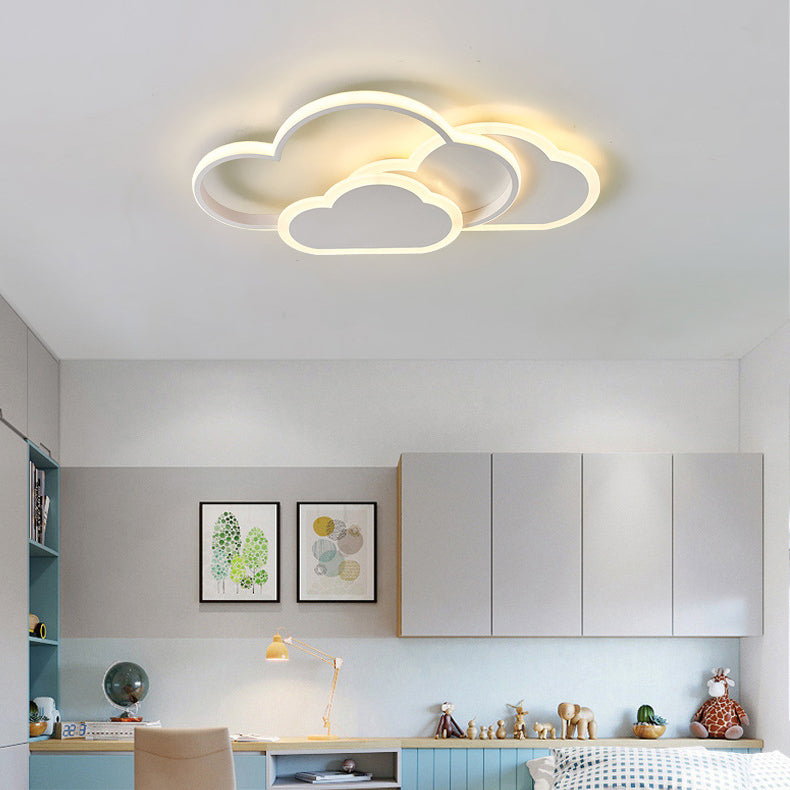 Contemporary Creative Kids Cartoon Clouds Combination Aluminum Acrylic LED Flush Mount Ceiling Light For Bedroom Cuvalon