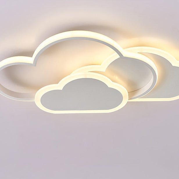 Contemporary Creative Kids Cartoon Clouds Combination Aluminum Acrylic LED Flush Mount Ceiling Light For Bedroom Cuvalon