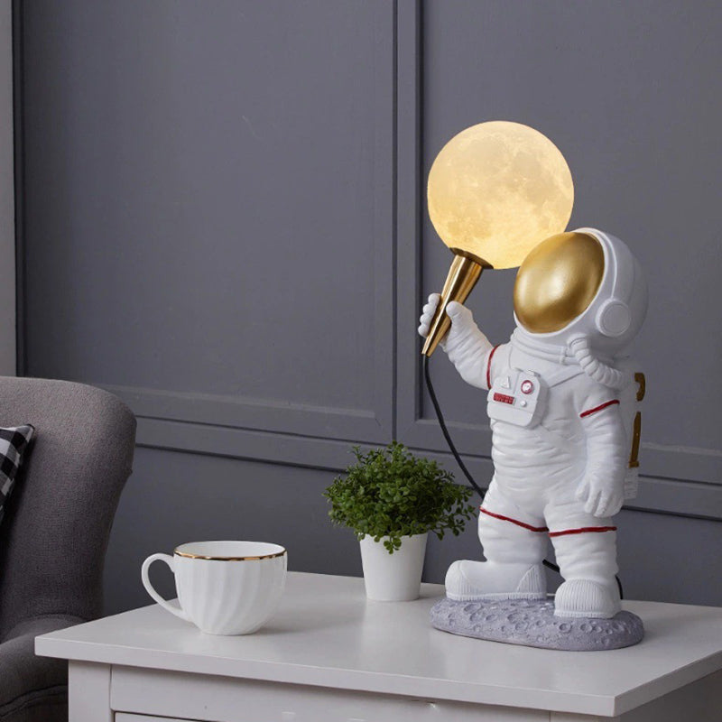 Creative Kids Table Lamp – 1-Light Cartoon Astronaut Resin Lamp for Bedroom Cuvalon
