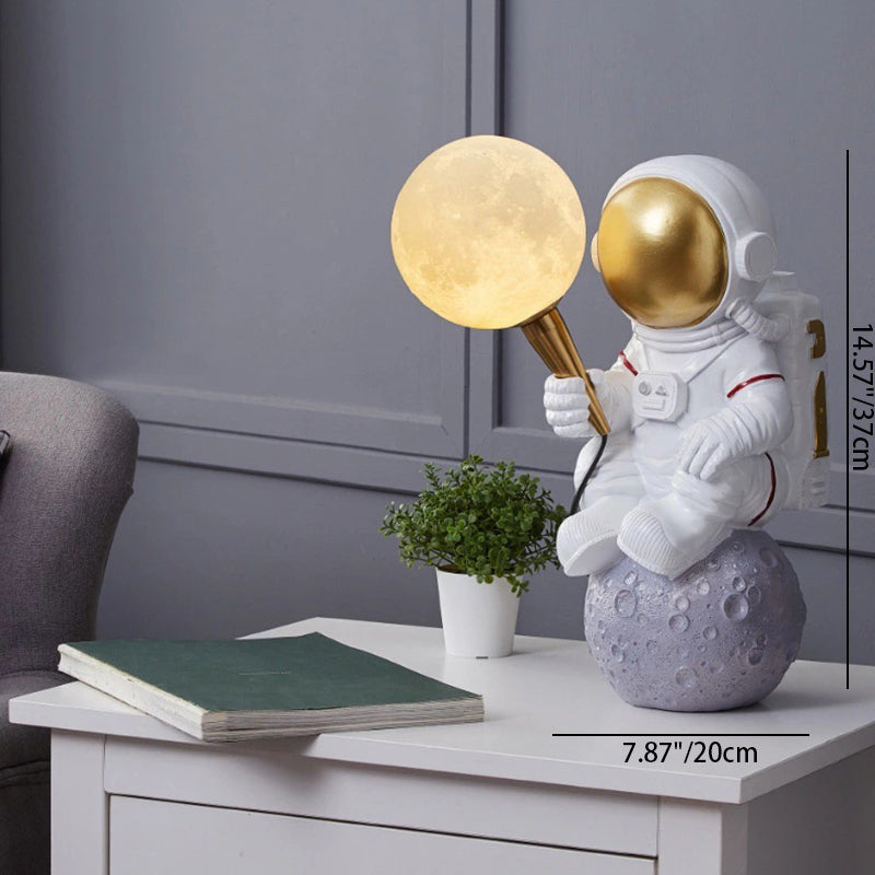 Creative Kids Table Lamp – 1-Light Cartoon Astronaut Resin Lamp for Bedroom Cuvalon