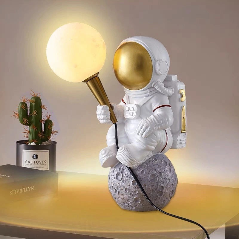 Creative Kids Table Lamp – 1-Light Cartoon Astronaut Resin Lamp for Bedroom Cuvalon