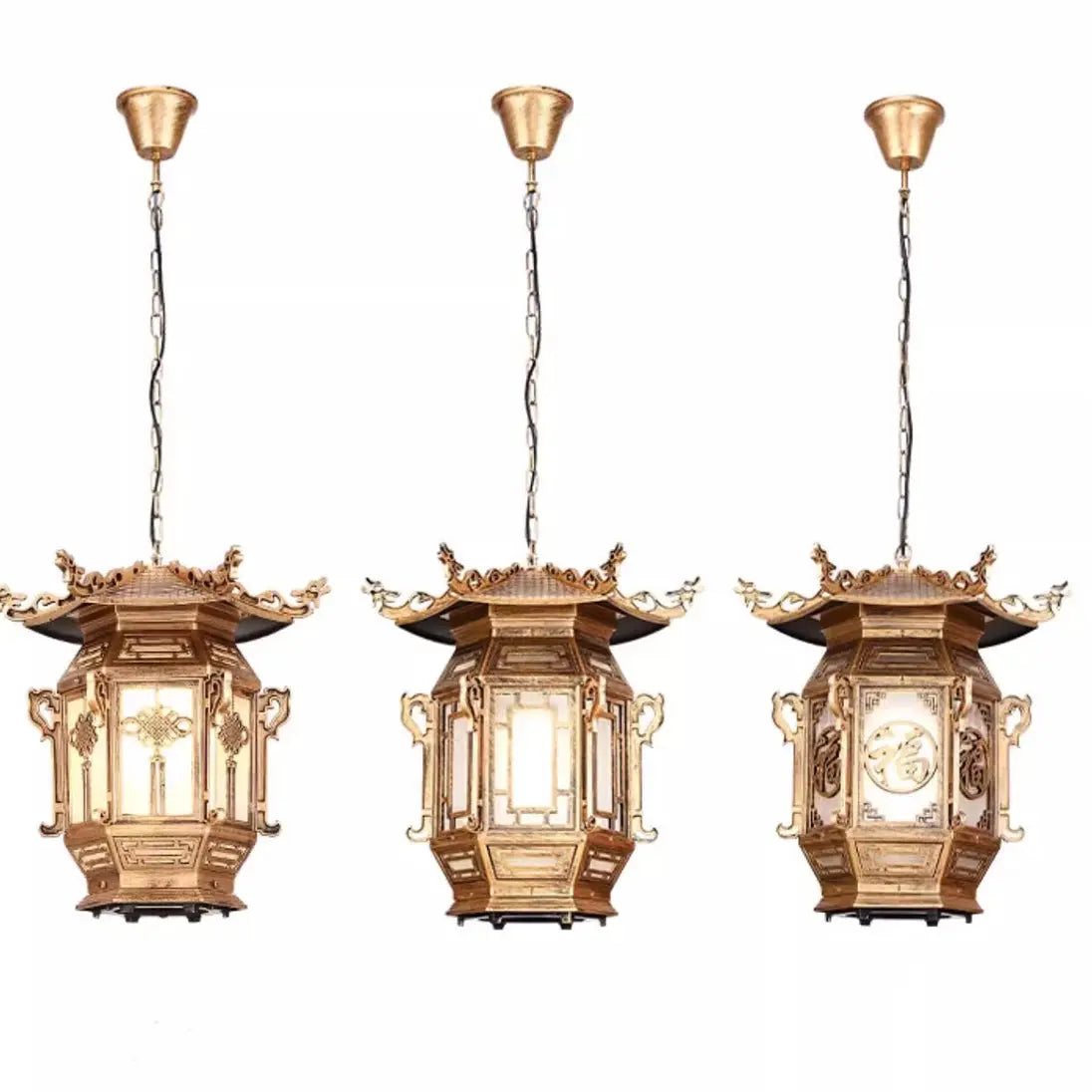 Traditional Chinese Lantern Aluminum PVC 1-Light Pendant Light For Outdoor Patio Cuvalon