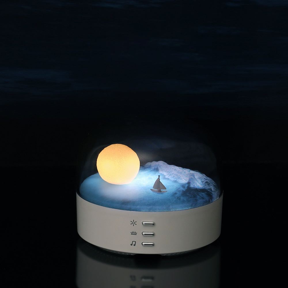 Contemporary Creative Bluetooth Round ABS PC PVC USB LED Kids Night Light For Bedroom Cuvalon