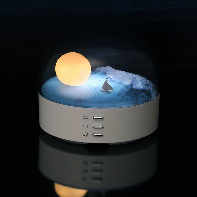 Contemporary Creative Bluetooth Round ABS PC PVC USB LED Kids Night Light For Bedroom Cuvalon