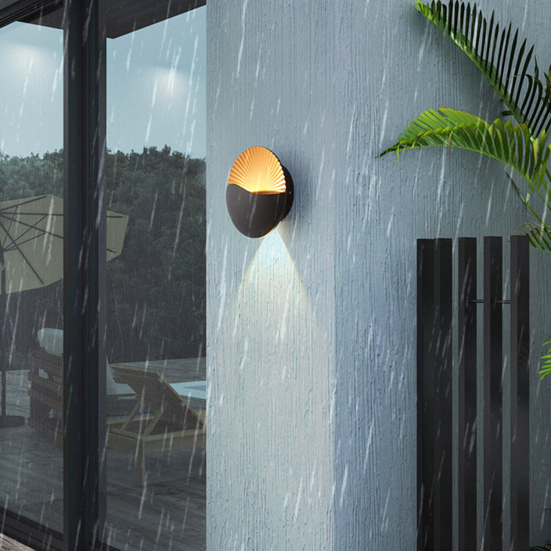 Modern Minimalist Waterproof Round Metal Glass Outdoor LED Wall Sconce Lamp For Garden Cuvalon