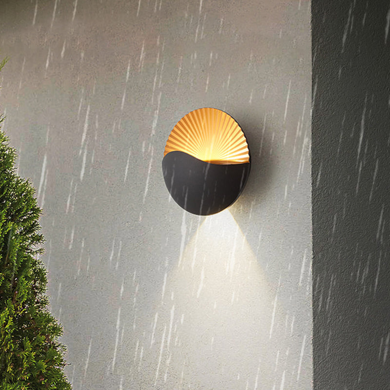 Modern Minimalist Waterproof Round Metal Glass Outdoor LED Wall Sconce Lamp For Garden Cuvalon