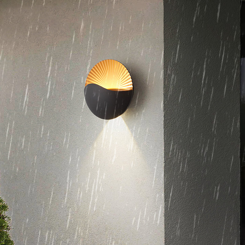 Modern Minimalist Waterproof Round Metal Glass Outdoor LED Wall Sconce Lamp For Garden Cuvalon