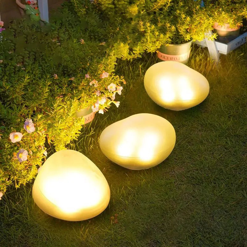 Modern Minimalist Waterproof Solar Pebble PP LED Outdoor Light Landscape Lighting For Garden Cuvalon