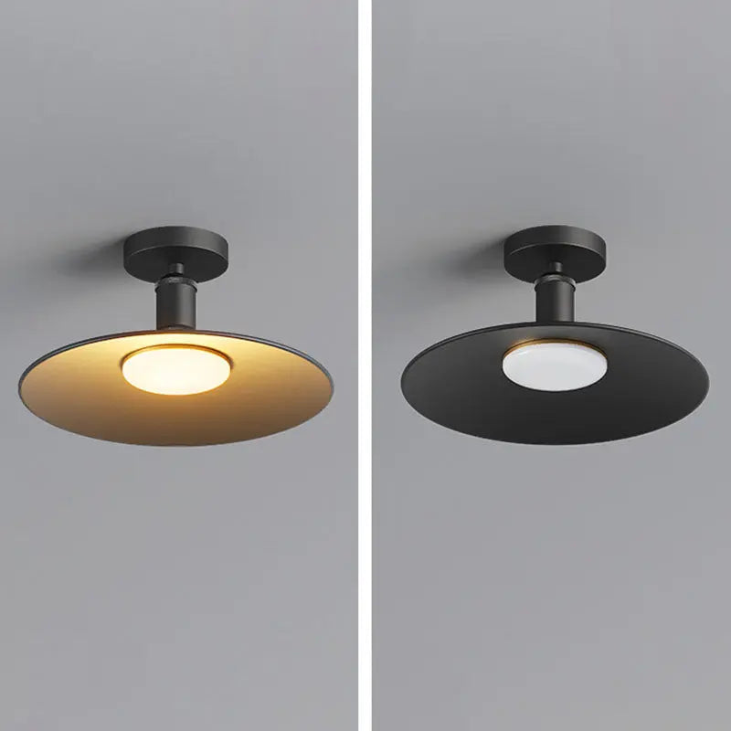 Contemporary Industrial Waterproof Aluminum Round 1-Light Semi-Flush Mount Ceiling Light For Outdoor Patio Cuvalon