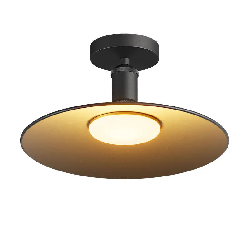 Contemporary Industrial Waterproof Aluminum Round 1-Light Semi-Flush Mount Ceiling Light For Outdoor Patio Cuvalon