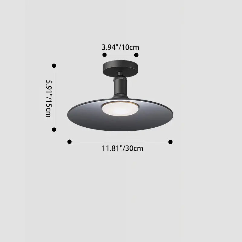 Contemporary Industrial Waterproof Aluminum Round 1-Light Semi-Flush Mount Ceiling Light For Outdoor Patio Cuvalon