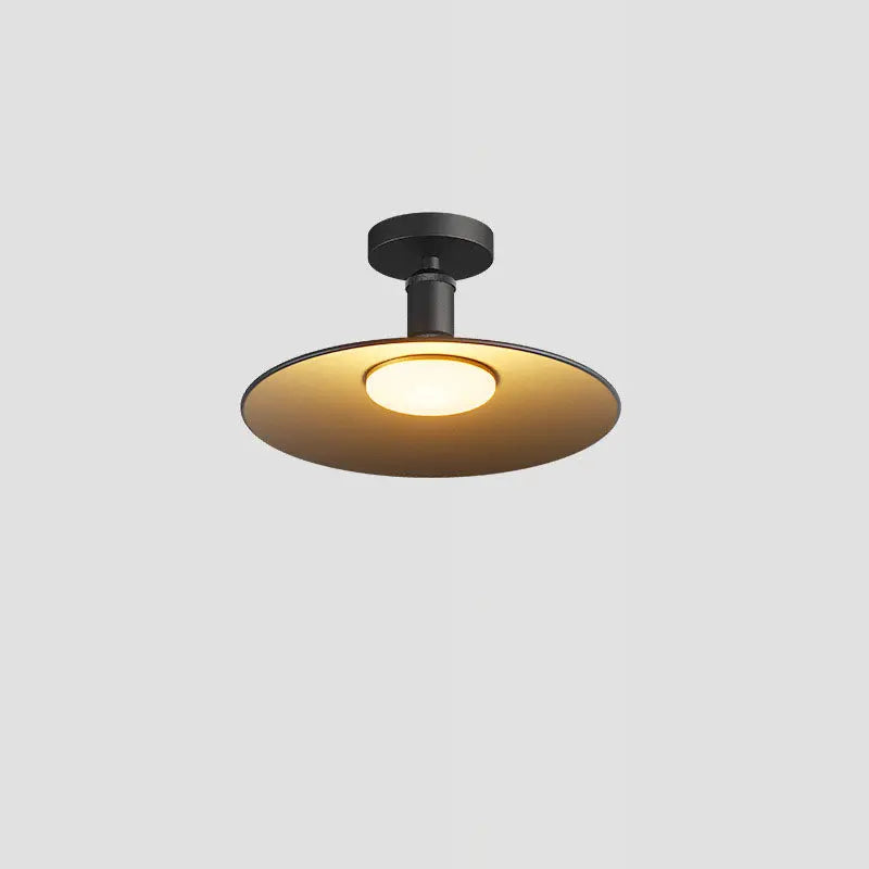 Contemporary Industrial Waterproof Aluminum Round 1-Light Semi-Flush Mount Ceiling Light For Outdoor Patio Cuvalon