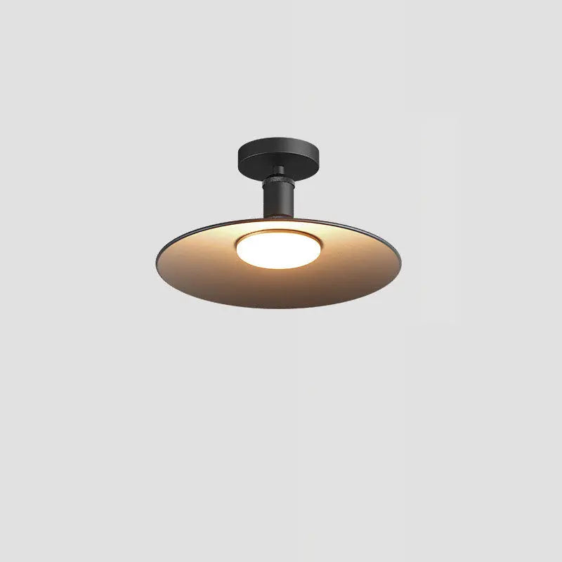 Contemporary Industrial Waterproof Aluminum Round 1-Light Semi-Flush Mount Ceiling Light For Outdoor Patio Cuvalon