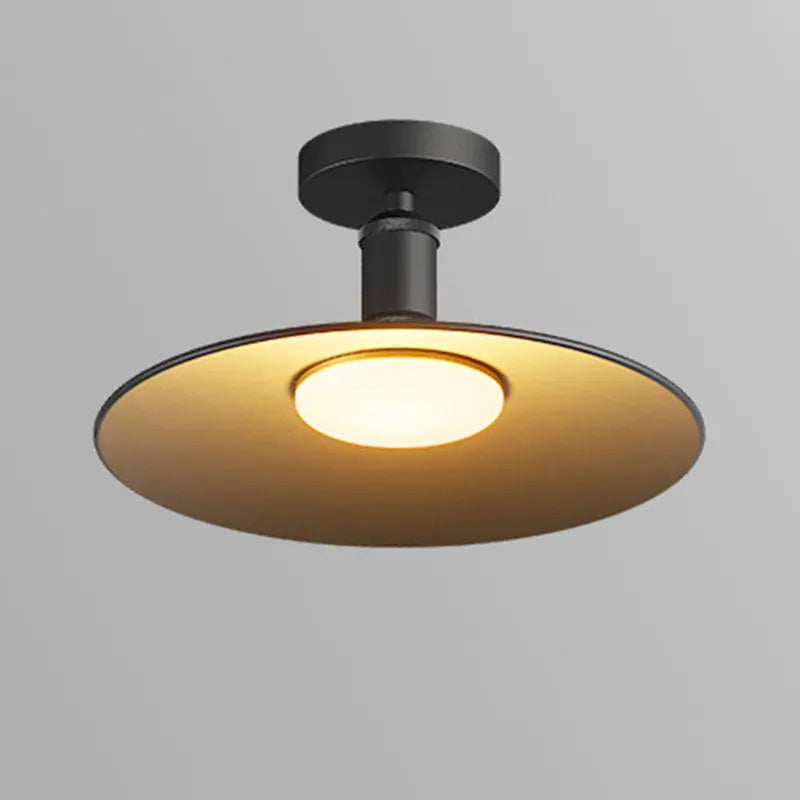 Contemporary Industrial Waterproof Aluminum Round 1-Light Semi-Flush Mount Ceiling Light For Outdoor Patio Cuvalon