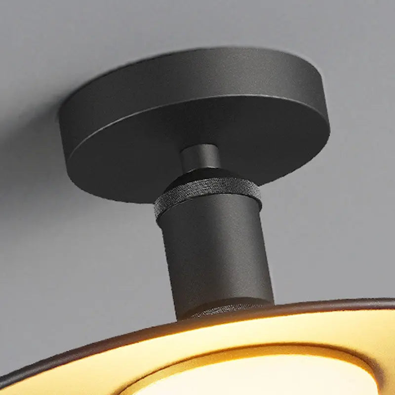 Contemporary Industrial Waterproof Aluminum Round 1-Light Semi-Flush Mount Ceiling Light For Outdoor Patio Cuvalon