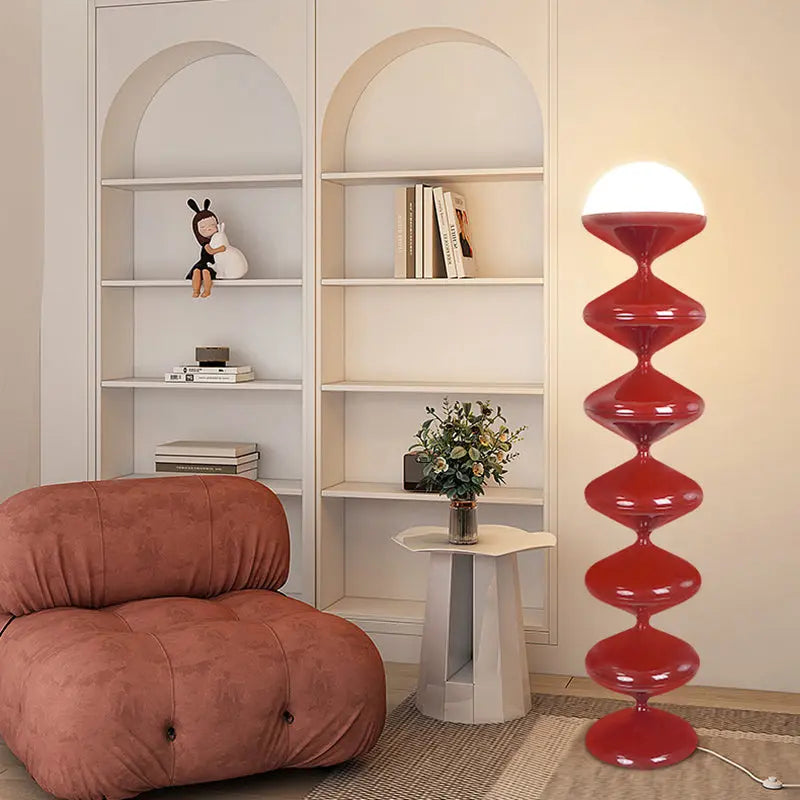 Contemporary Scandinavian Iron Acrylic Cream Round 1-Light Standing Floor Lamp For Bedroom Cuvalon