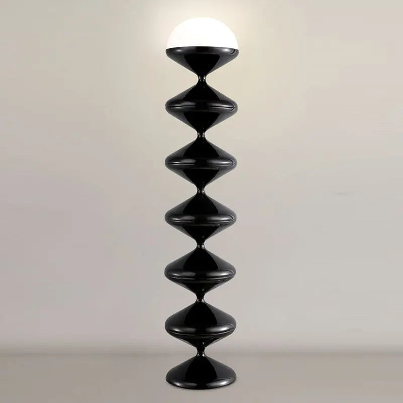 Contemporary Scandinavian Iron Acrylic Cream Round 1-Light Standing Floor Lamp For Bedroom Cuvalon