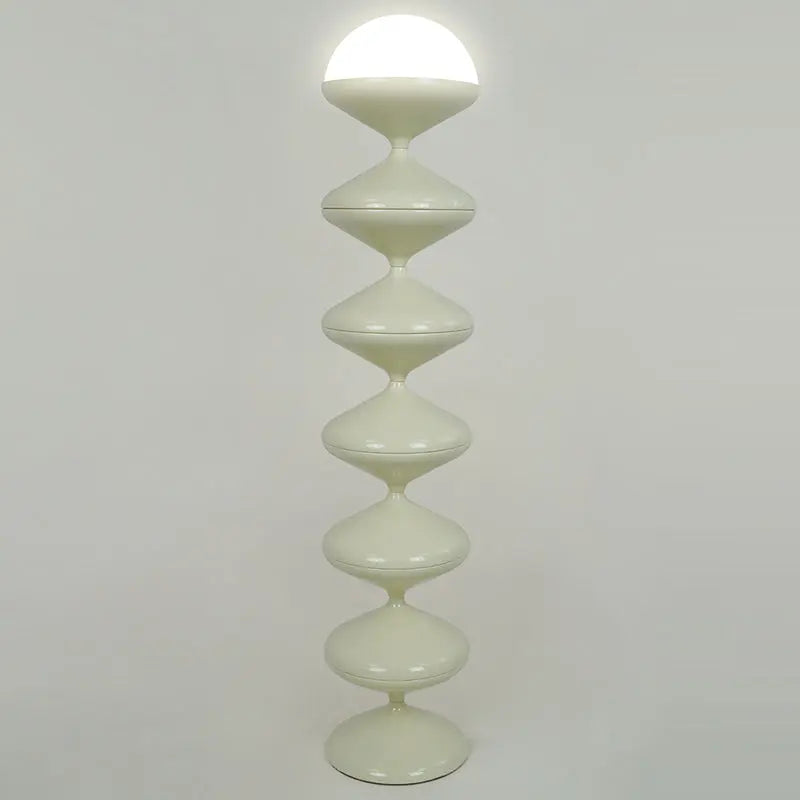 Contemporary Scandinavian Iron Acrylic Cream Round 1-Light Standing Floor Lamp For Bedroom Cuvalon