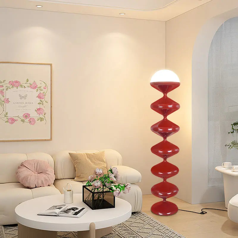 Contemporary Scandinavian Iron Acrylic Cream Round 1-Light Standing Floor Lamp For Bedroom Cuvalon