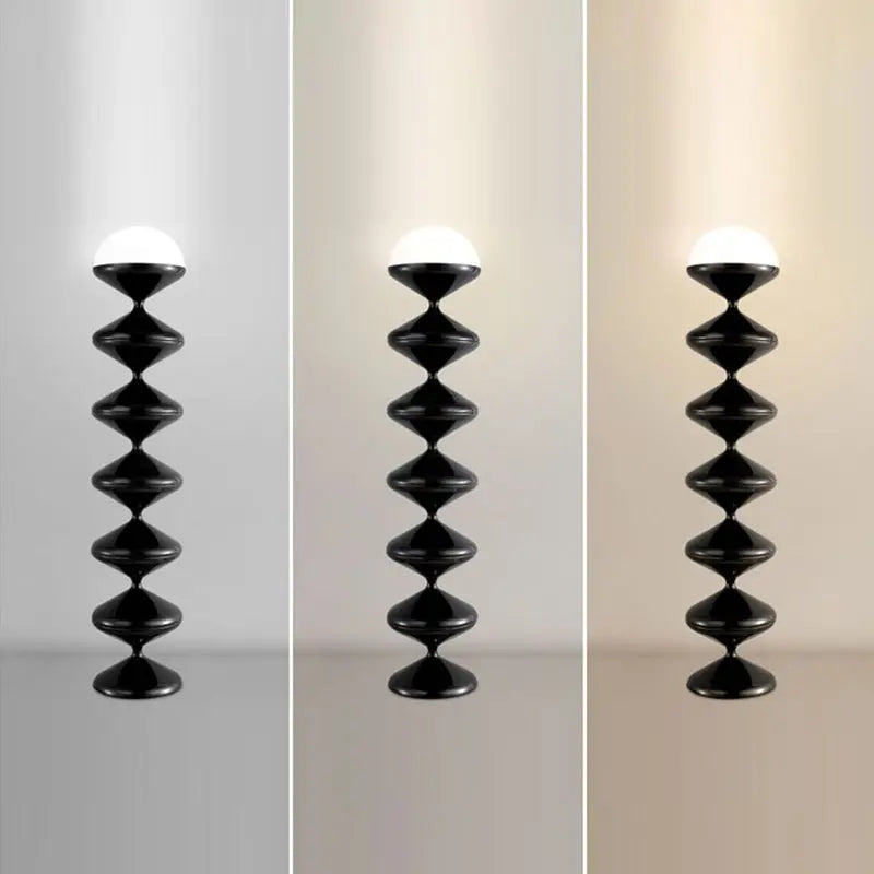 Contemporary Scandinavian Iron Acrylic Cream Round 1-Light Standing Floor Lamp For Bedroom Cuvalon