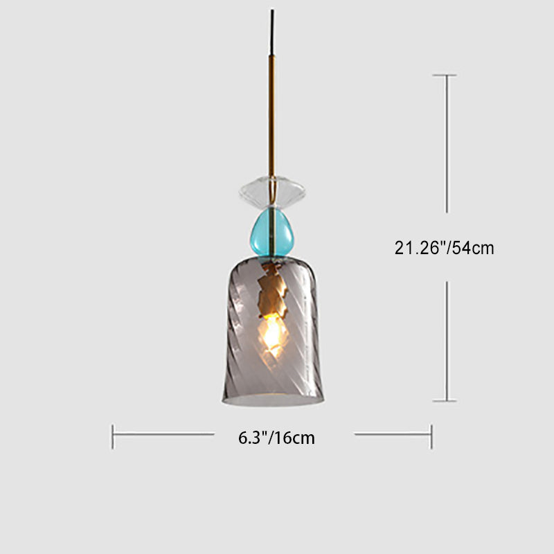 Contemporary Scandinavian Cylinder Round Disc Glass 1-Light Pendant Light For Living Room Cuvalon
