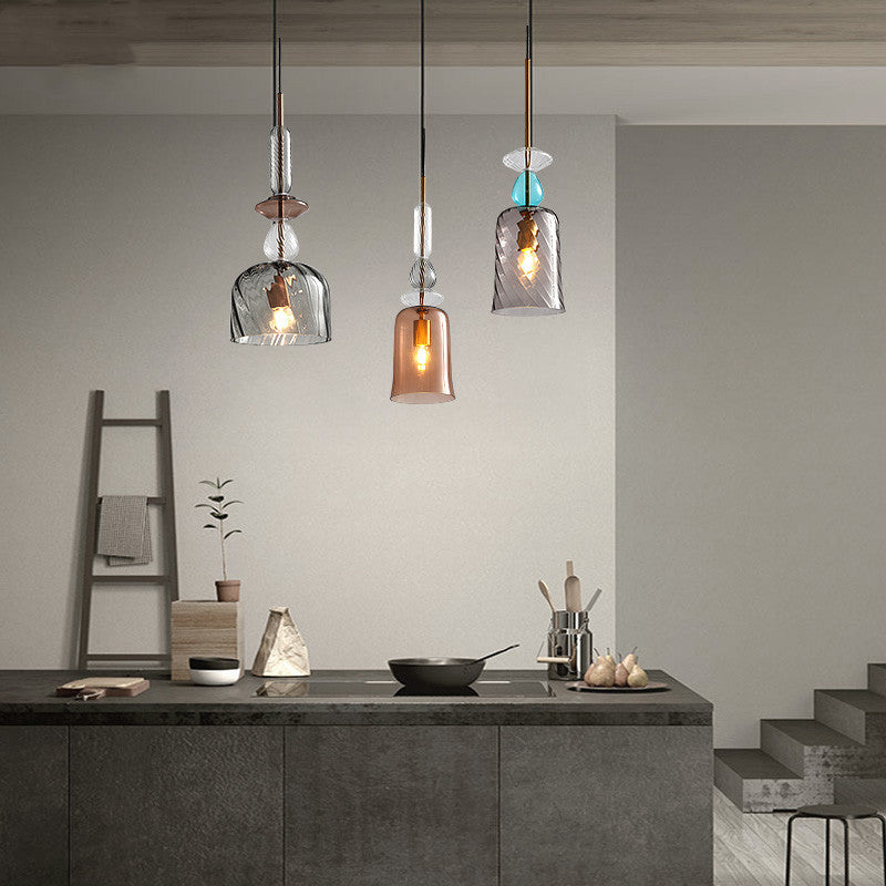 Contemporary Scandinavian Cylinder Round Disc Glass 1-Light Pendant Light For Living Room Cuvalon