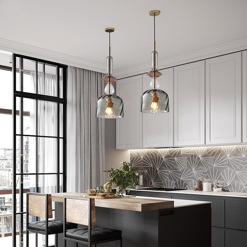 Contemporary Scandinavian Cylinder Round Disc Glass 1-Light Pendant Light For Living Room Cuvalon