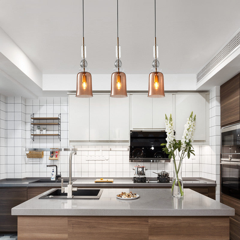 Contemporary Scandinavian Cylinder Round Disc Glass 1-Light Pendant Light For Living Room Cuvalon