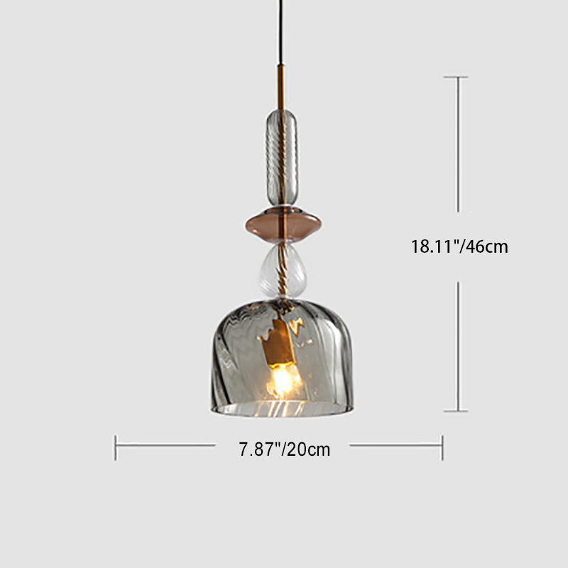 Contemporary Scandinavian Cylinder Round Disc Glass 1-Light Pendant Light For Living Room Cuvalon