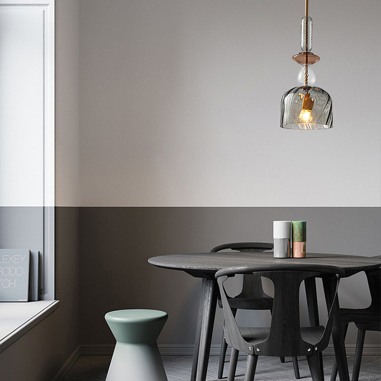 Contemporary Scandinavian Cylinder Round Disc Glass 1-Light Pendant Light For Living Room Cuvalon