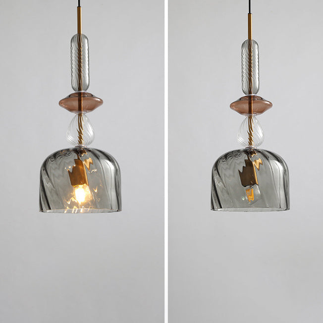 Contemporary Scandinavian Cylinder Round Disc Glass 1-Light Pendant Light For Living Room Cuvalon