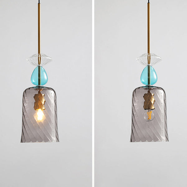 Contemporary Scandinavian Cylinder Round Disc Glass 1-Light Pendant Light For Living Room Cuvalon