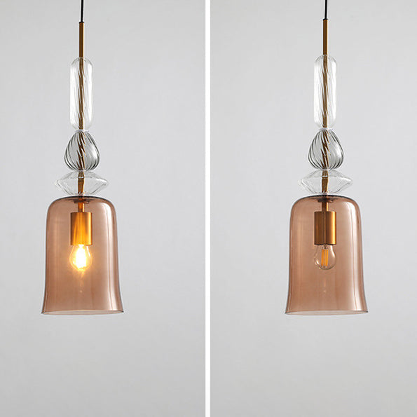 Contemporary Scandinavian Cylinder Round Disc Glass 1-Light Pendant Light For Living Room Cuvalon