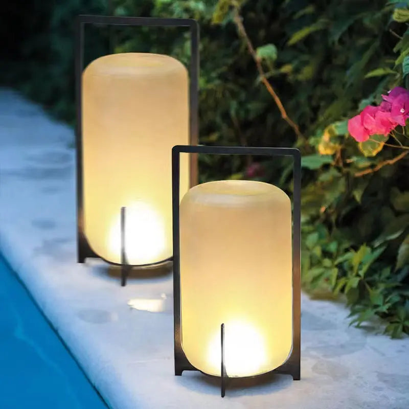 Traditional Chinese Lantern Round Solar Waterproof Glass Stainless Steel LED Outdoor Light For Garden Cuvalon
