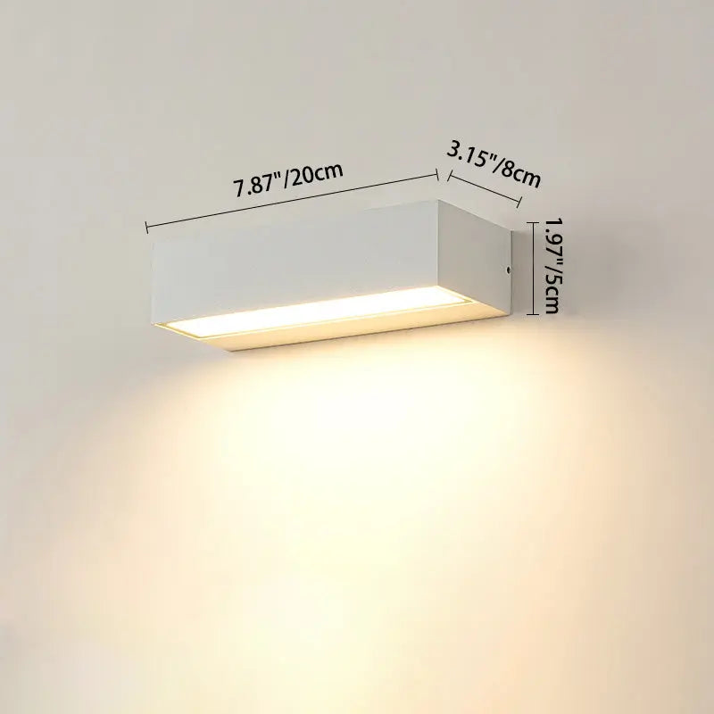 Modern Minimalist Rectangular Bar Waterproof Aluminum LED Wall Sconce Lamp For Garden Cuvalon