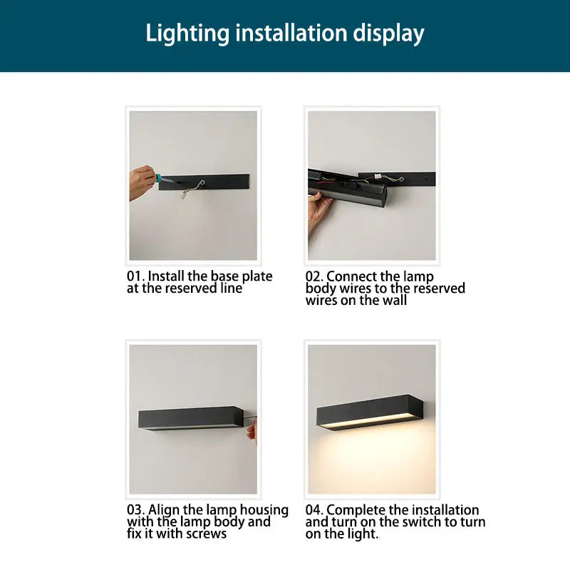 Modern Minimalist Rectangular Bar Waterproof Aluminum LED Wall Sconce Lamp For Garden Cuvalon