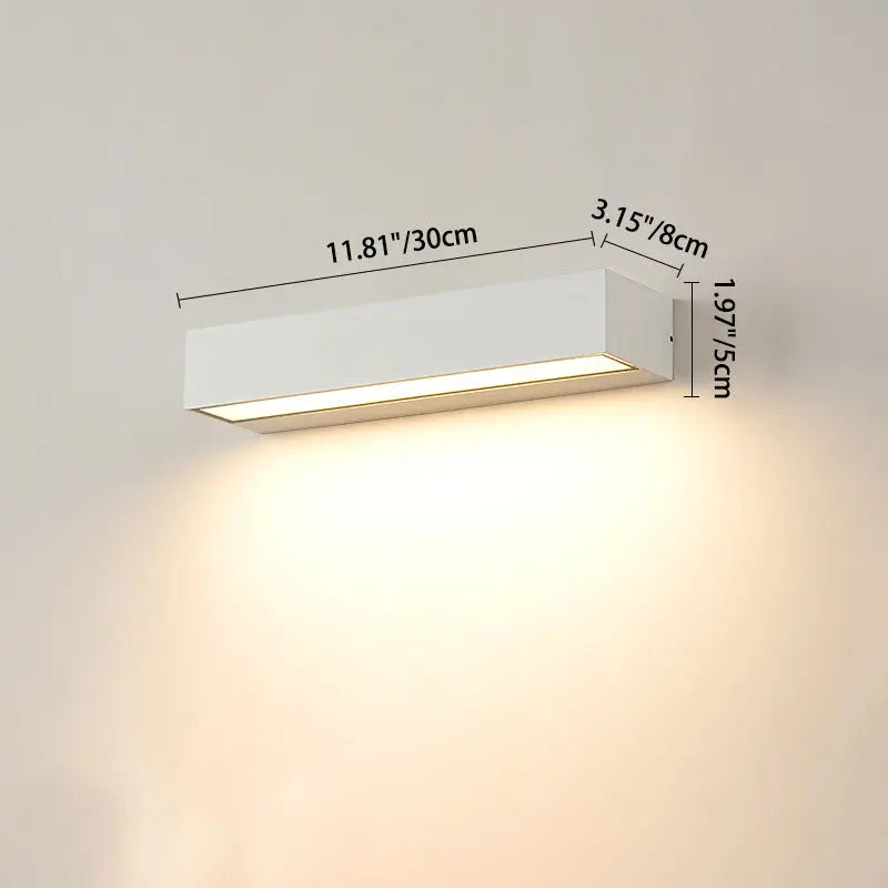 Modern Minimalist Rectangular Bar Waterproof Aluminum LED Wall Sconce Lamp For Garden Cuvalon