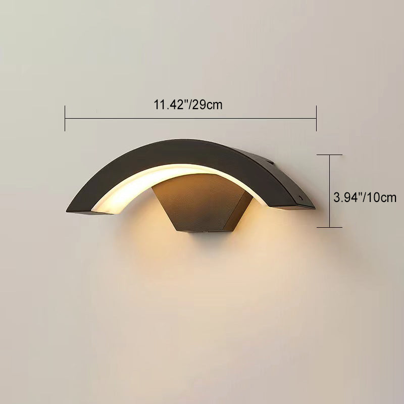 Modern Minimalist Curved Bent Aluminum LED Wall Sconce Lamp For Outdoor Patio Cuvalon