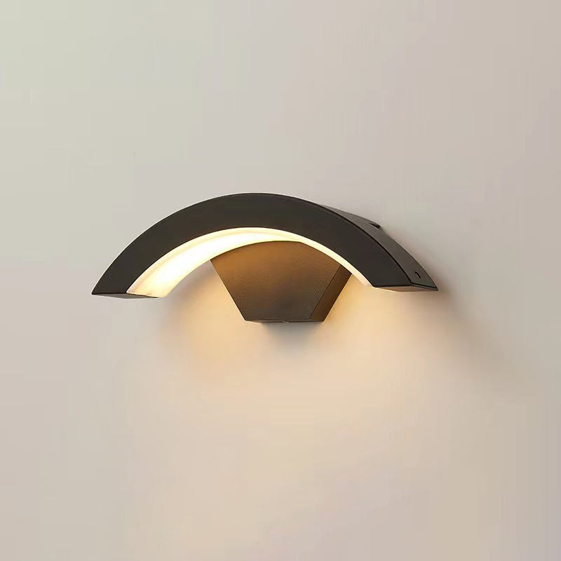 Modern Minimalist Curved Bent Aluminum LED Wall Sconce Lamp For Outdoor Patio Cuvalon