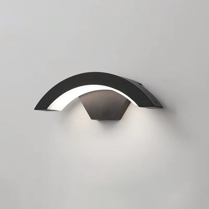 Modern Minimalist Curved Bent Aluminum LED Wall Sconce Lamp For Outdoor Patio Cuvalon