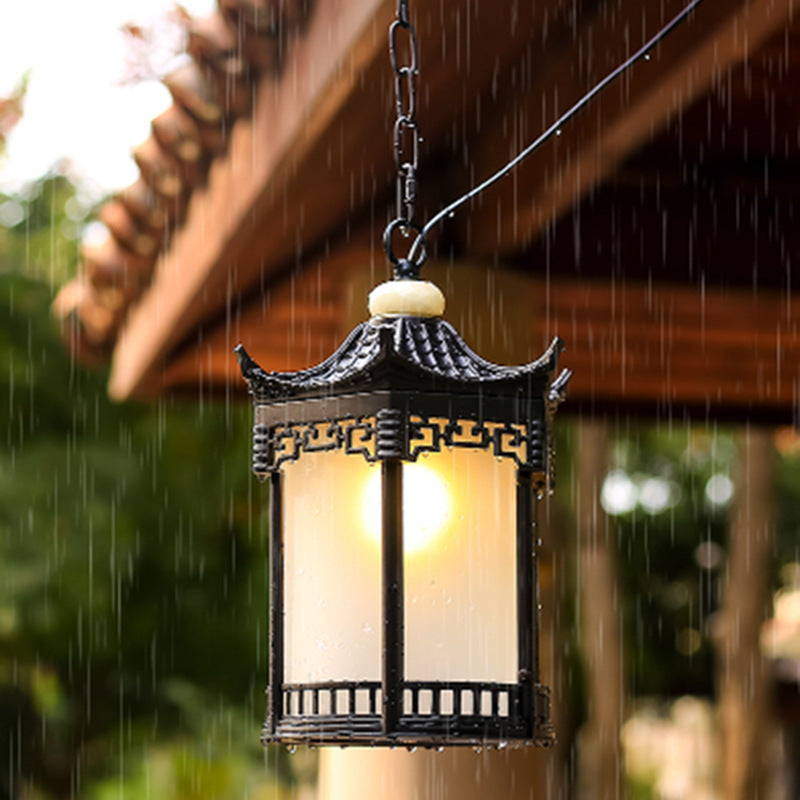 Traditional Chinese Hexagonal Gazebo PC Aluminum 1-Light Pendant Light For Garden Cuvalon
