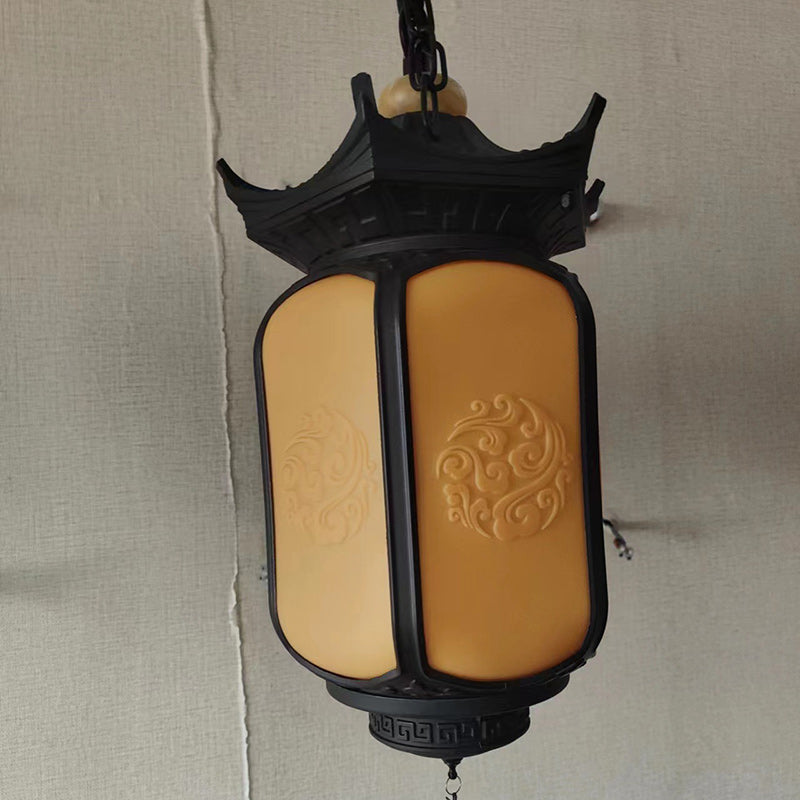 Traditional Chinese Hexagonal Gazebo PC Aluminum 1-Light Pendant Light For Garden Cuvalon
