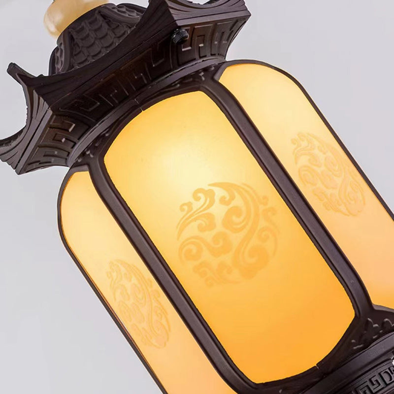 Traditional Chinese Hexagonal Gazebo PC Aluminum 1-Light Pendant Light For Garden Cuvalon