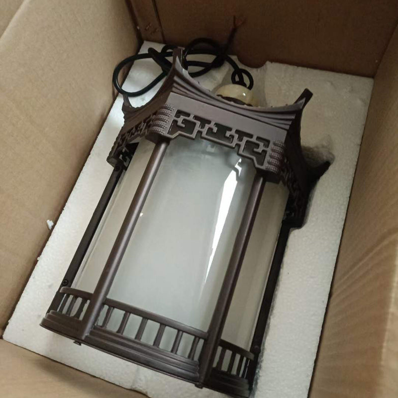 Traditional Chinese Hexagonal Gazebo PC Aluminum 1-Light Pendant Light For Garden Cuvalon