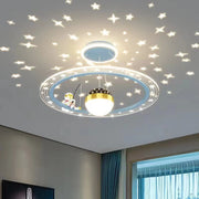 Modern Minimalist Kids Astronaut Stars Round Orb PC Wood LED Chandelier For Living Room Cuvalon