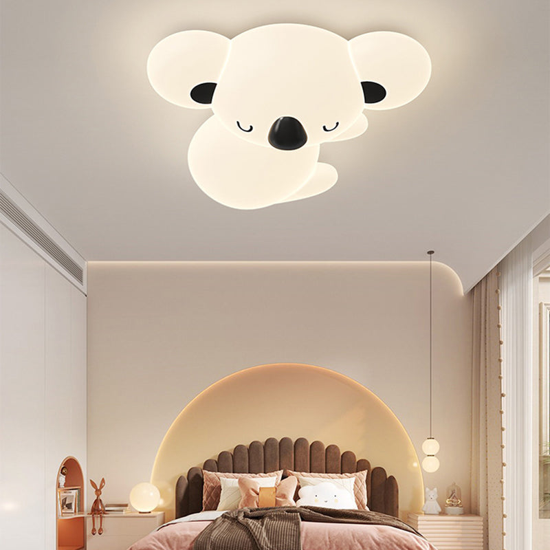 Modern Art Deco Kids Cartoon Koala Bear PE Iron LED Flush Mount Ceiling Light For Bedroom Cuvalon